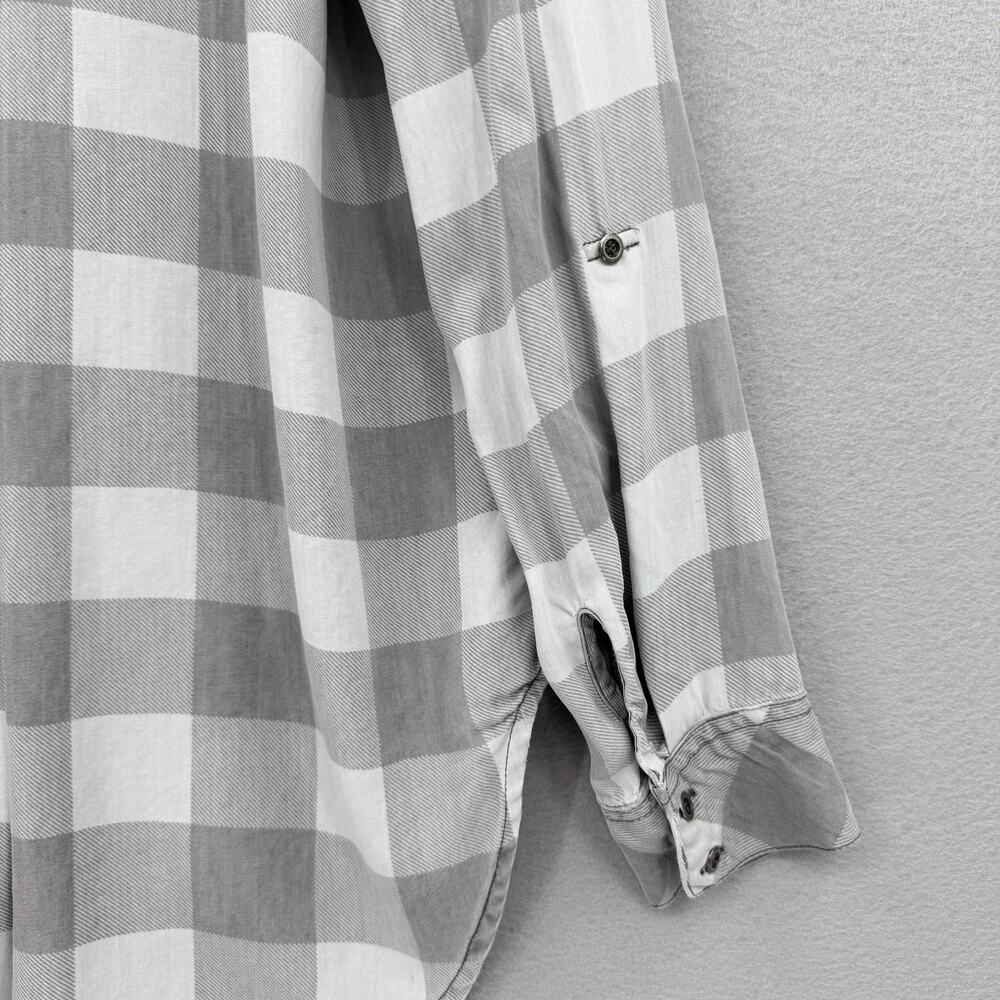 Billy T Gray Plaid Button Up Long Sleeve Collared Lightweight Soft Fall Blouse - Picture 10 of 13